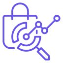 SEO analysis icon with magnifying glass and chart