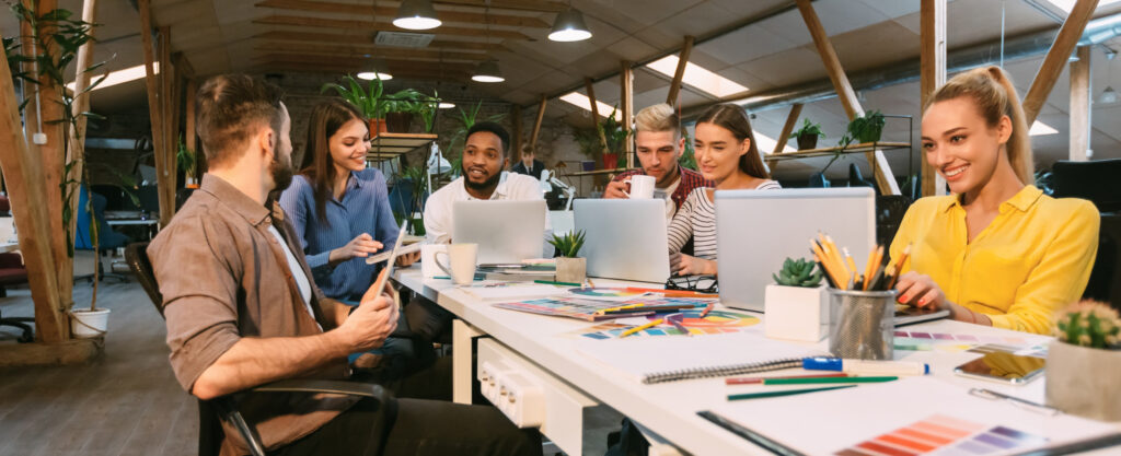 Digital marketing team working together
