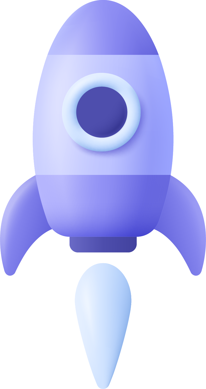 3D rocket launch symbolizing business growth