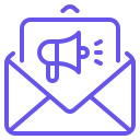 Email icon with megaphone representing email marketing