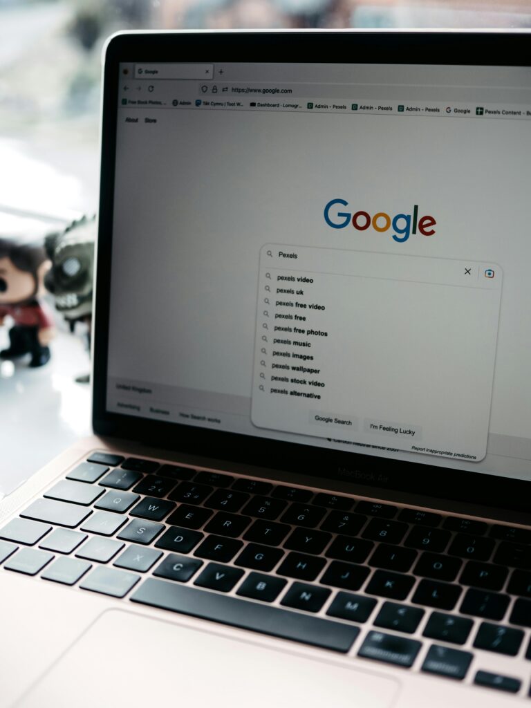 Google search results page displayed on screen